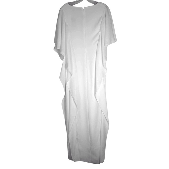 Lauren Ralph Lauren Georgette Caftan Gown White V-Neck Size 2 - Picture 4 of 8